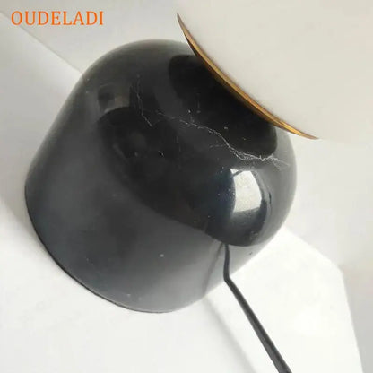 Black marble table lamp with gold-trimmed white shade decorbites led glass ball for bedroom and living room lighting