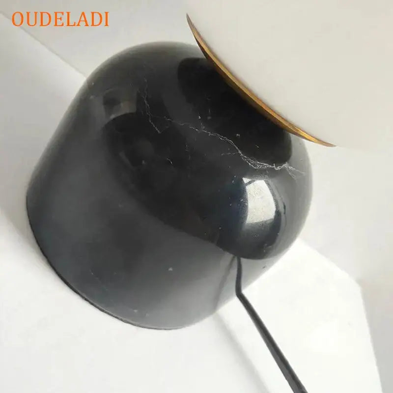 Black marble table lamp with gold-trimmed white shade decorbites led glass ball for bedroom and living room lighting