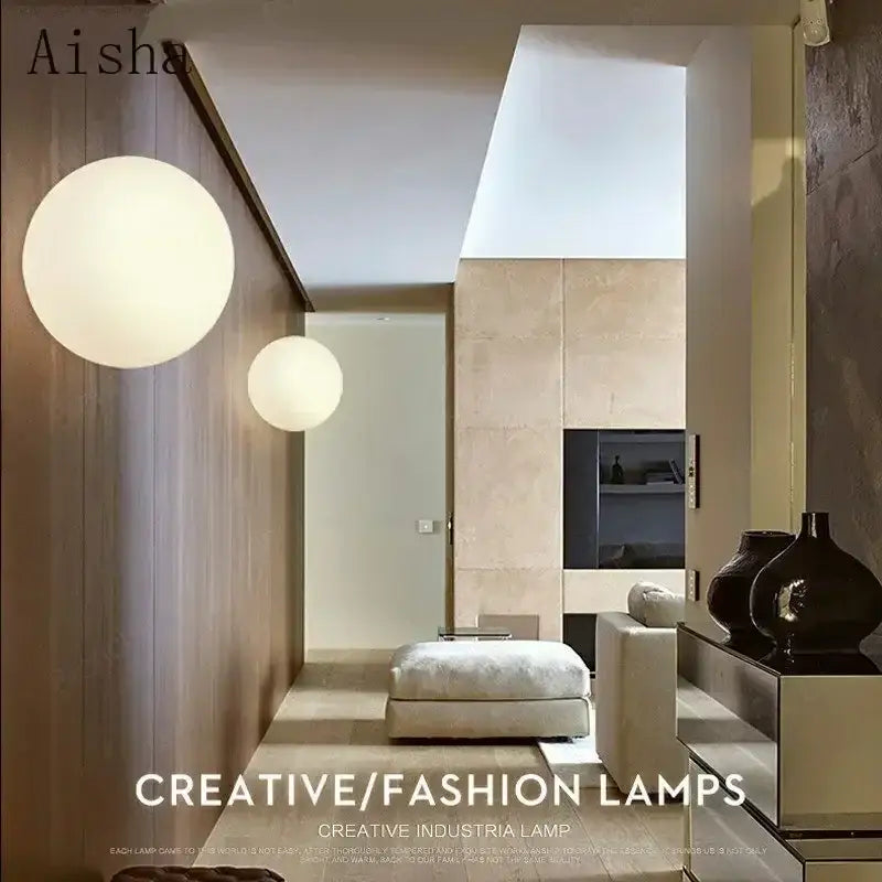 Two spherical frosted glass pendant lamps from decorbites led glass ball wall sconce for modern interior lighting
