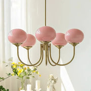 Pink spherical glass balls chandelier with brass-toned metal arms from decorbites led glass balls pendant lights collection