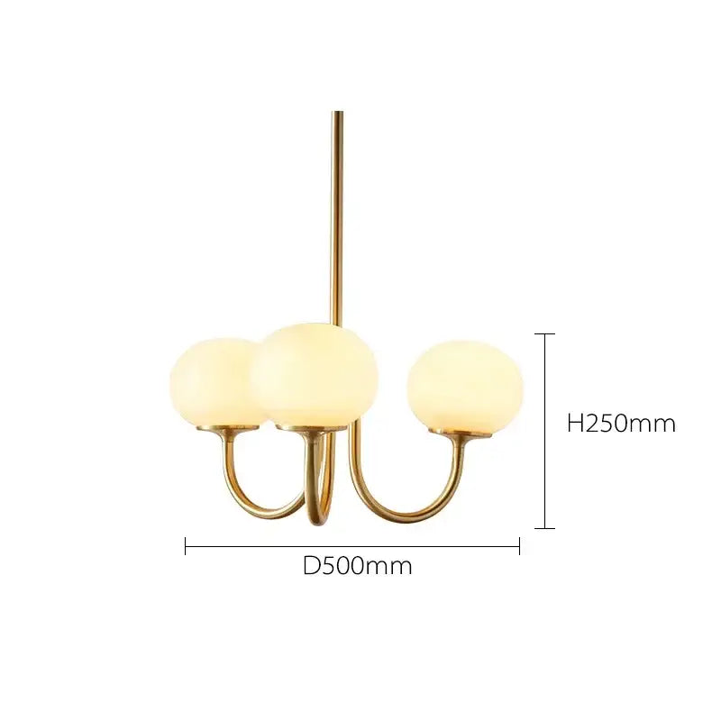 Gold-toned decorbites led glass balls chandeliers with three frosted pink milky white globe shades pendant light