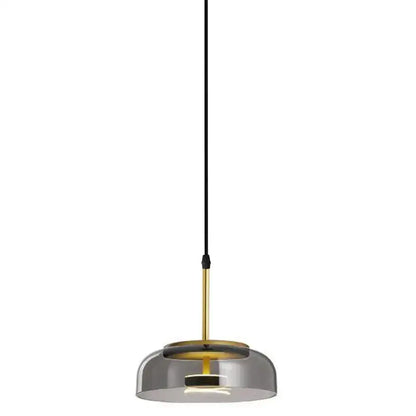 A modern pendant light with a sleek smoked glass dome and brass accents from DecorBites led glass bowl