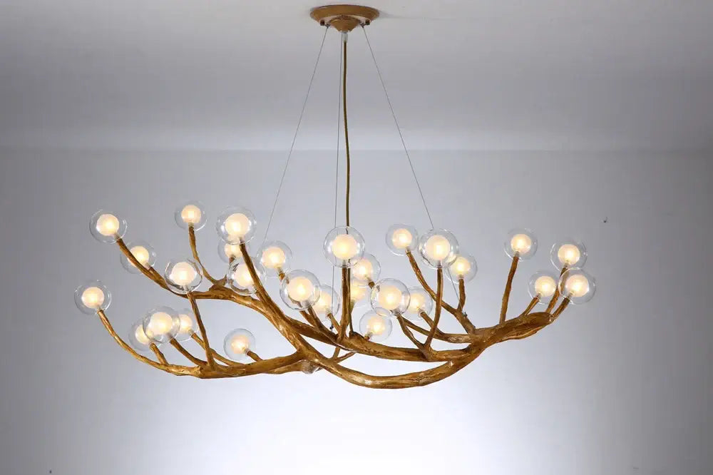 Golden decorbites led glass bubble chandelier with multiple clear glass globes for restaurant bedroom loft lighting