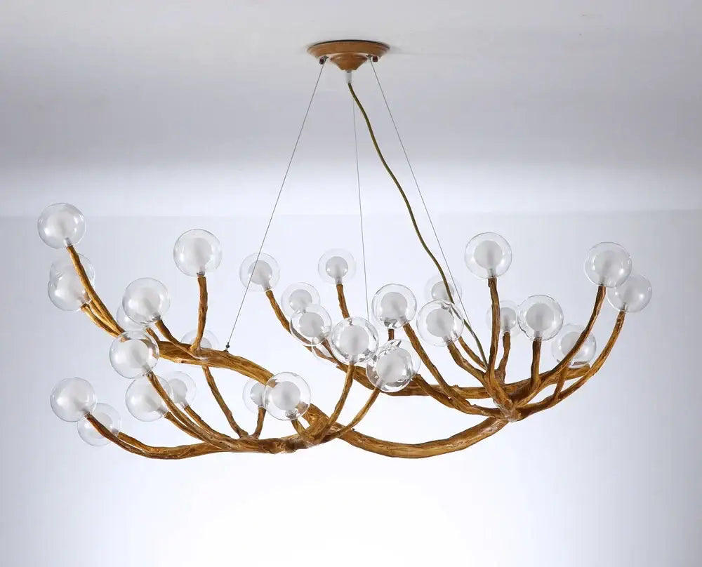 Golden branch-style decorbites led glass bubble chandelier with clear glass globe bulbs for restaurant or bedroom lighting
