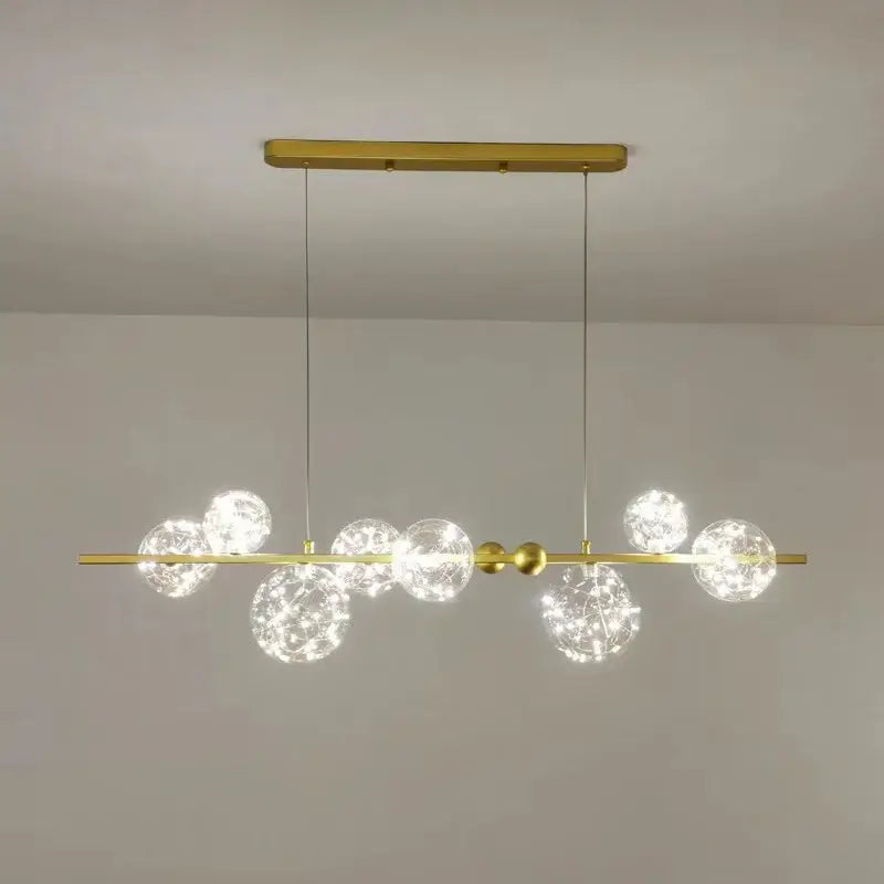 Gold-toned decorbites led glass bulb pendant light with clear glass spheres and embedded led lights modern design