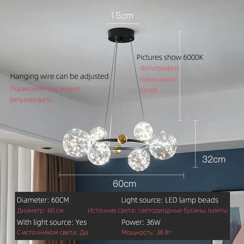 Modern pendant light decorbites led glass bulb pendant light with clear glass spheres and gold black accents