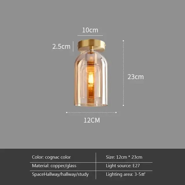 Cognac-colored glass ceiling chandelier with copper finish and e27 bulb from decorbites led glass for indoor lighting