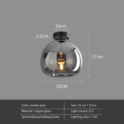 Smoke grey spherical glass ceiling chandelier with copper fixture and e27 bulb from decorbites led glass collection