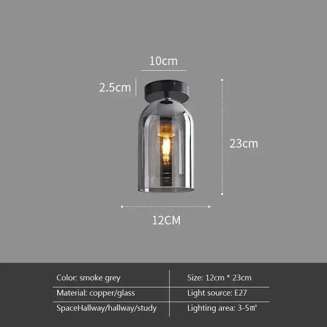 Decorbites led glass ceiling chandelier with smoke grey glass and copper pendant light for modern indoor lighting