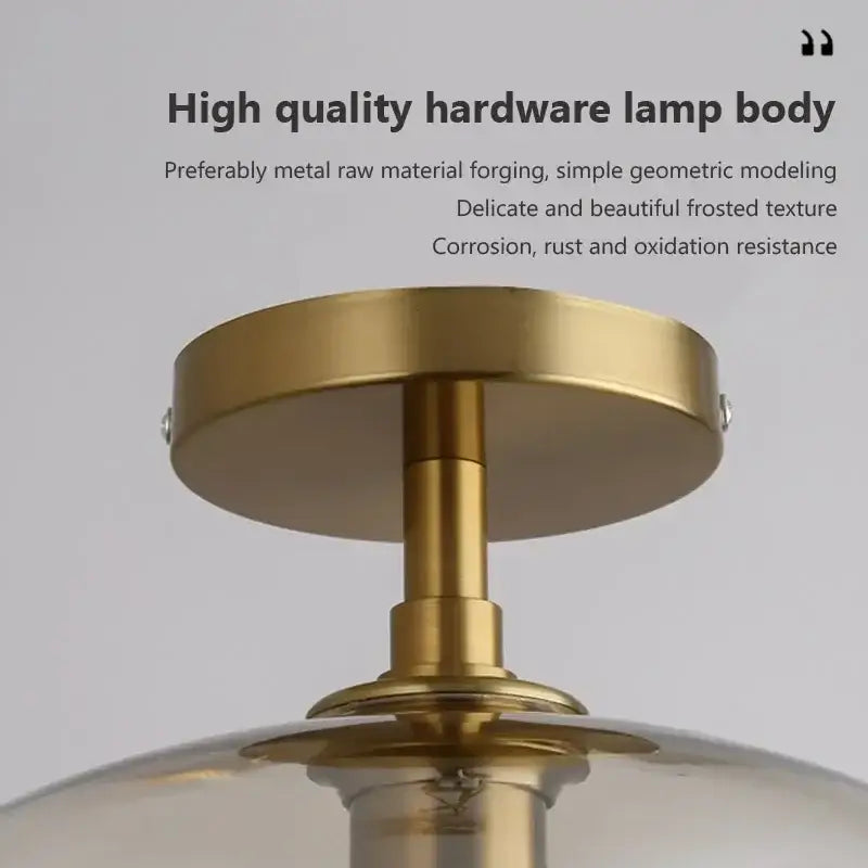 Brass-finished DecorBites LED glass ceiling light with sleek geometric hardware and frosted texture for modern spaces