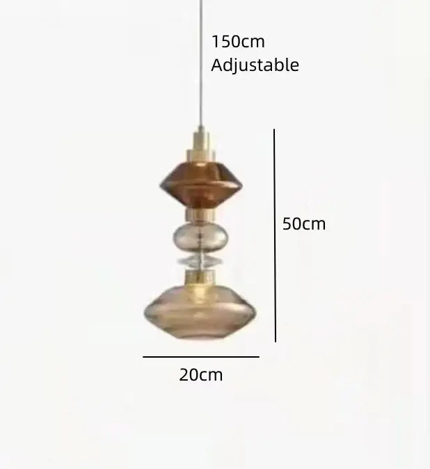 Decorbites led glass chandelier with stacked clear amber glass orbs and brass finish for modern lighting fixtures