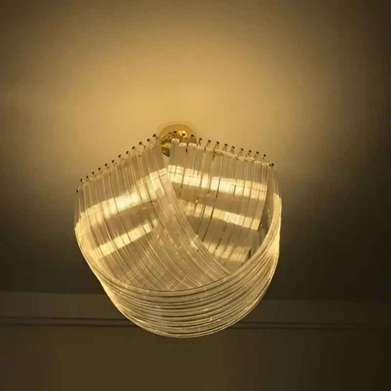 DecorBites led glass chandelier with golden-toned cascading glass filaments in modern stainless steel for foyer lighting