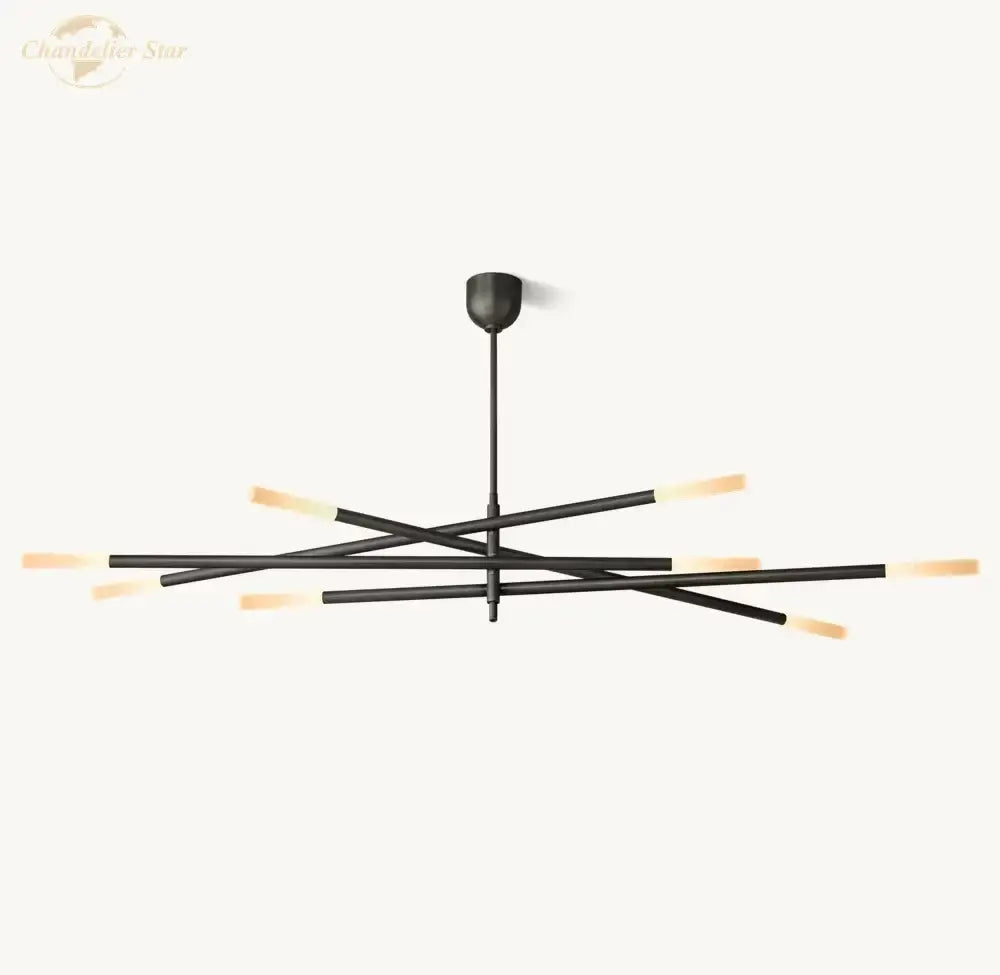 Black matte finish decorbites led glass chandelier with six slender arms and warm led lights for modern dining room lighting