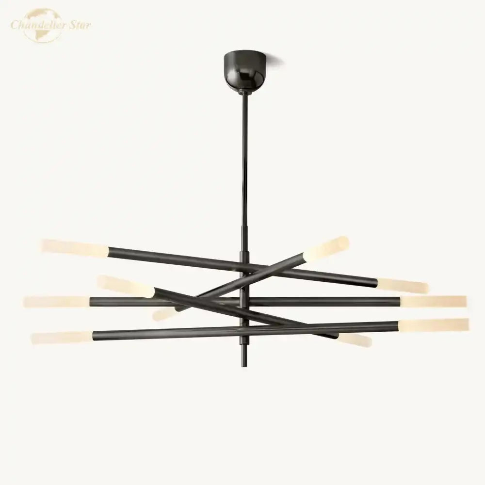 Modern black metal decorbites led glass chandelier with six warm led lights for dining room kitchen bedroom lighting