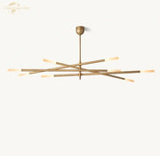 Decorbites led glass chandelier with brass-finished intersecting rods and warm-toned led lights for modern spaces