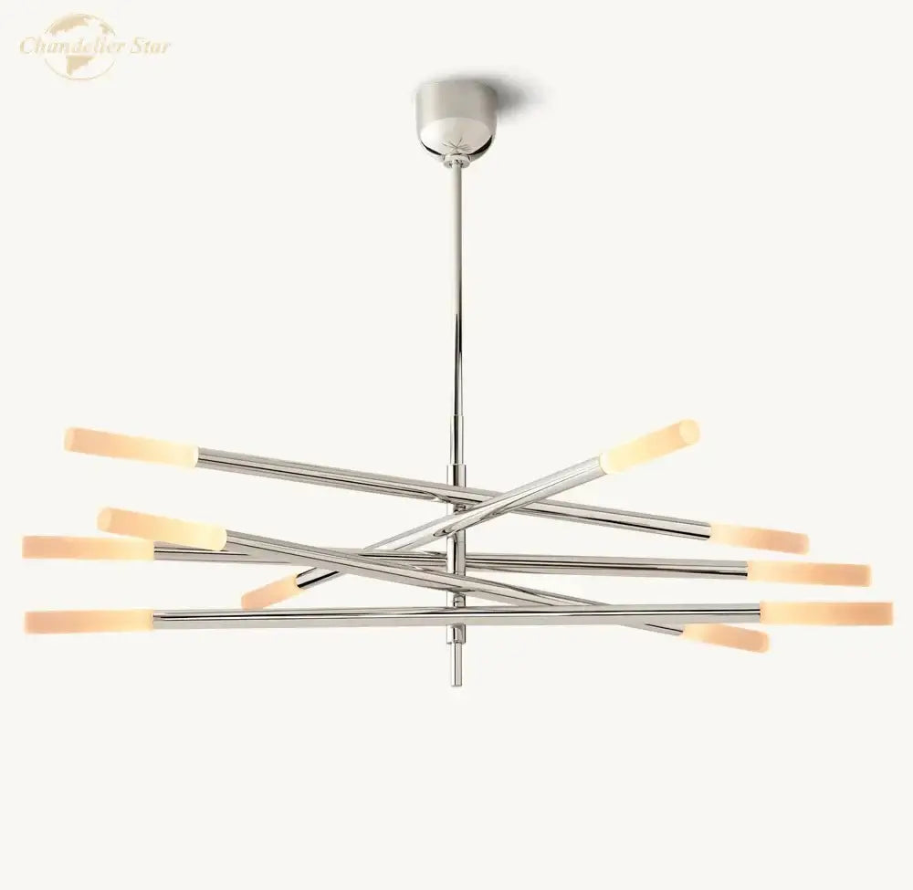 Modern chrome decorbites led glass chandelier with six frosted glass lights for dining room kitchen and bedroom lighting