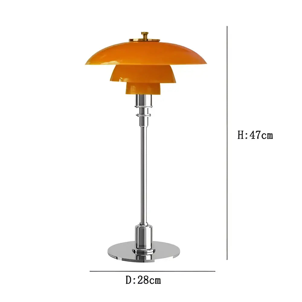 Decorbites led glass desk lamp with orange layered glass and chrome metal base for living room and bedroom use