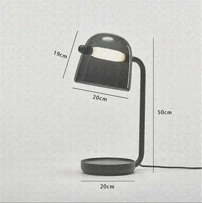 Modern black decorbites led glass floor lamp with sleek curved metal stand and translucent dome shade for living room lighting