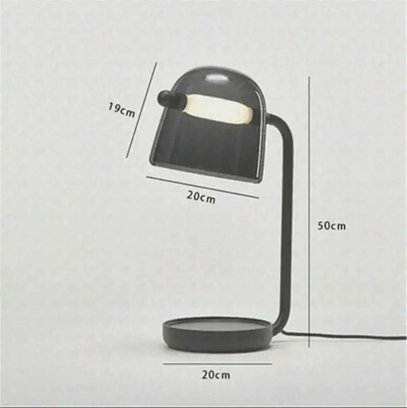 Modern black decorbites led glass floor lamp with sleek curved metal stand and translucent dome shade for living room lighting