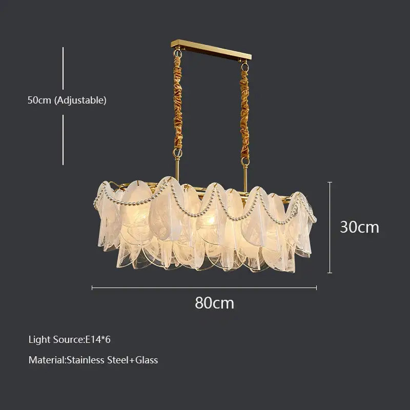 Elegant gold-toned DecorBites LED glass pendant light with layered translucent glass petals and beaded detailing
