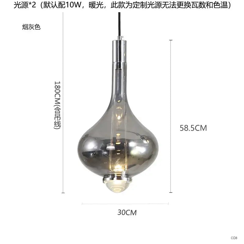 Decorbites led glass pendant chandelier with smoked glass and chrome metal stem designed for modern ceiling lighting