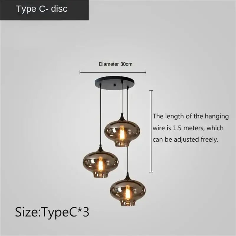 Set of three decorbites led glass pendant chandelier with warm amber frosted glass shades for kitchen dining bar decor