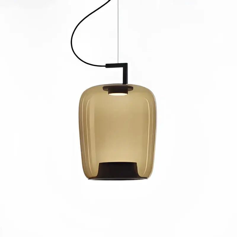 Sleek amber-tinted glass decorbites led glass pendant chandelier with minimalist black metal fixture for kitchen dining
