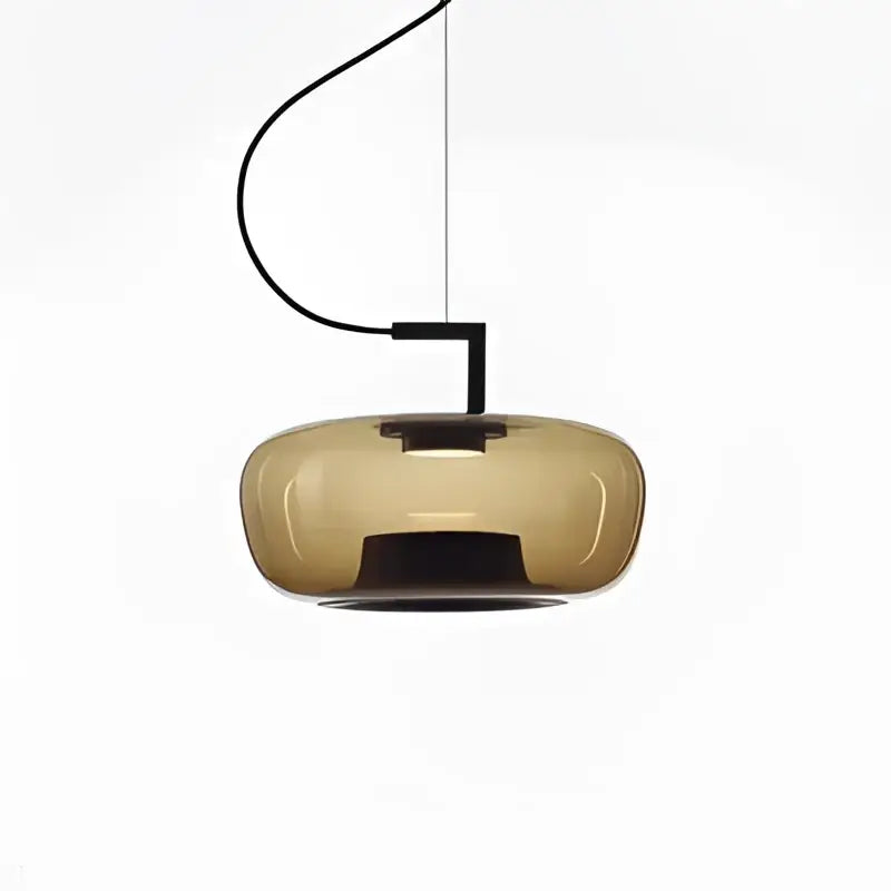 DecorBites led glass pendant chandelier with amber-tinted glass and black metal suspension for kitchen living room