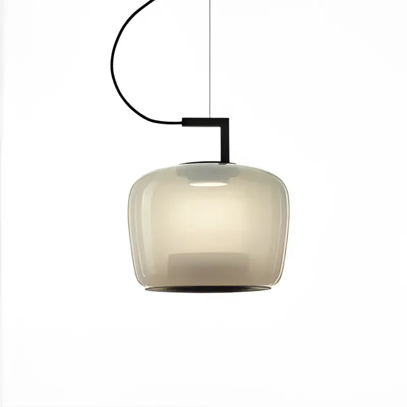Sleek smoked glass decorbites led glass pendant chandelier with minimalist black metal frame for kitchen or dining room
