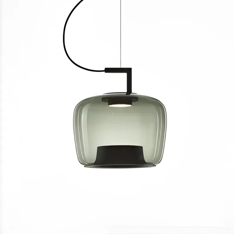 A sleek smoked glass led glass pendant with a minimalist black metal frame by decorbites pendant chandelier