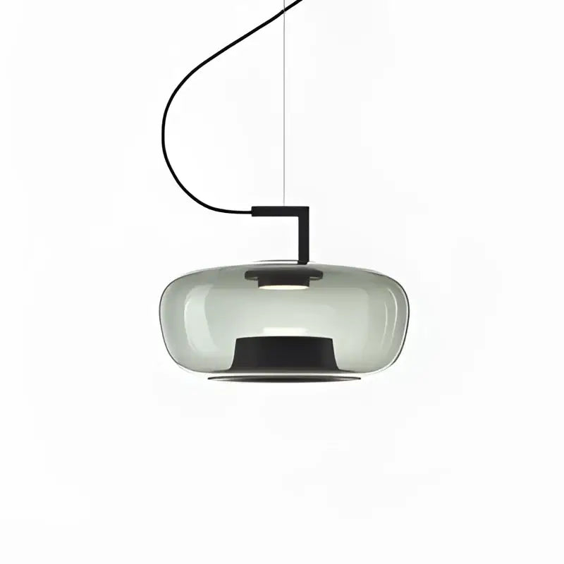DecorBites led glass pendant chandelier with sleek translucent gray glass and black metal frame for kitchen dining suspension