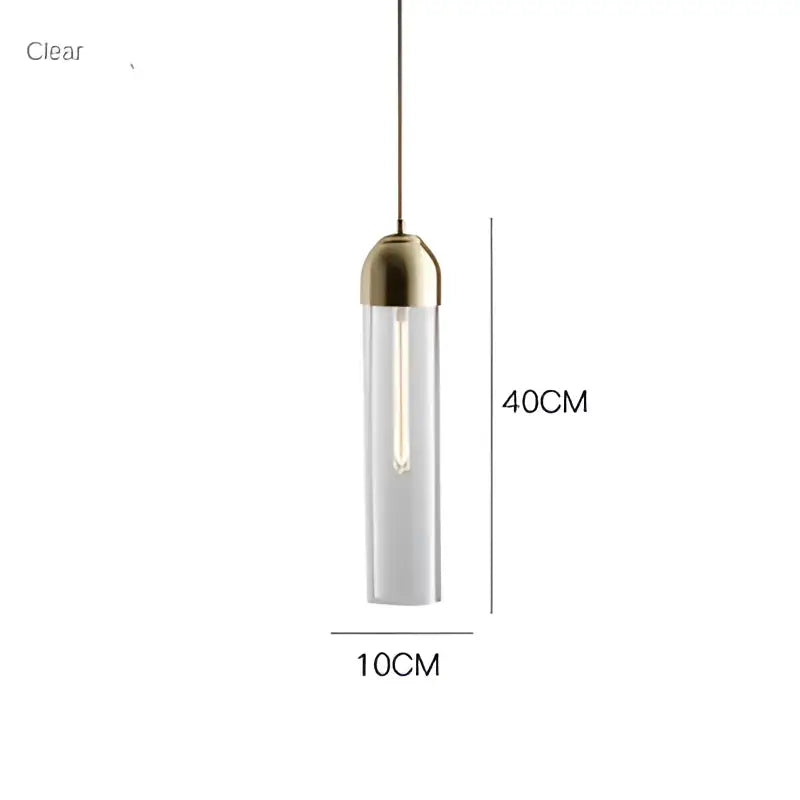 DecorBites led glass pendant chandelier with clear glass cylinder and brass top cap ideal for kitchen and bar decor