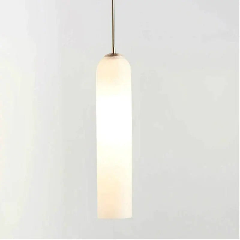 DecorBites led glass pendant chandelier with frosted white glass shade and brass stem for kitchen and bar decor