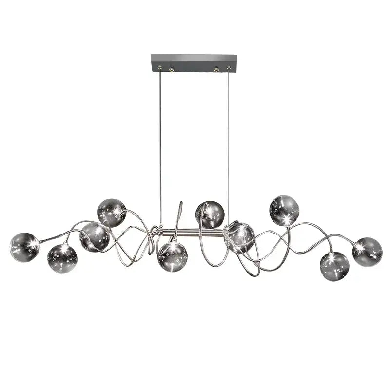 Modern chrome-finished DecorBites LED glass pendant chandelier with spherical globes for living room dining bedroom cafe lighting