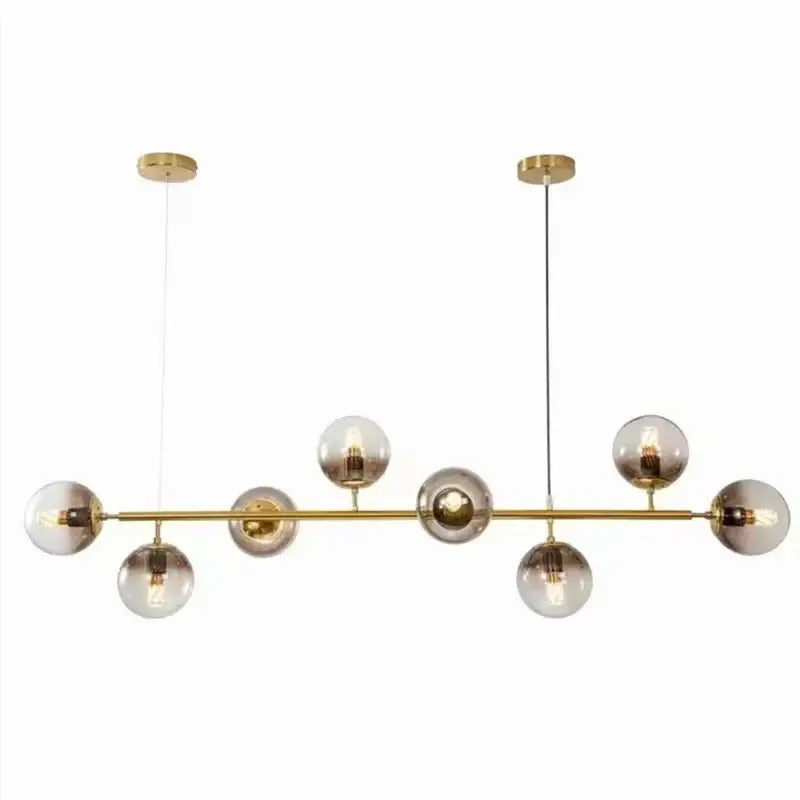 Modern gold-toned decorbites led glass pendant chandelier with smoked glass globe shades for dining room decor