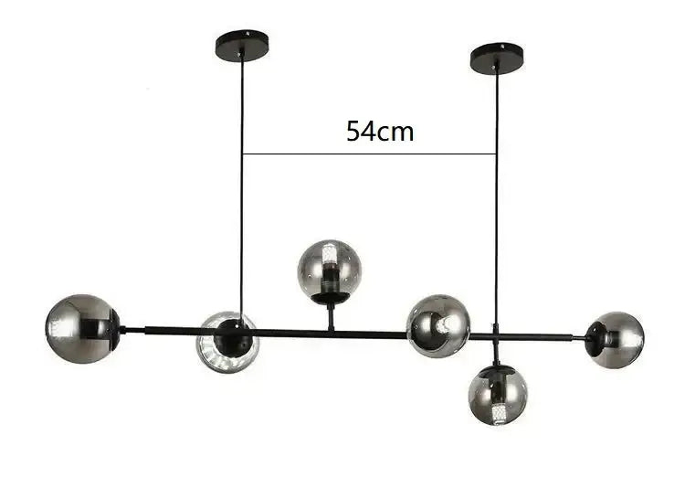 Modern black metal pendant chandelier with five smoked glass globes decorbites led glass for dining room decor