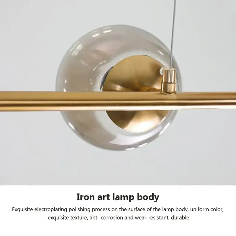 Decorbites led glass pendant chandelier with translucent glass globe and polished brass iron art for modern room decor
