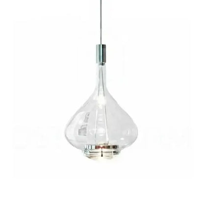 Decorbites™ led glass pendant lamp with clear teardrop glass and metallic accents for hotel kitchen restaurant lighting