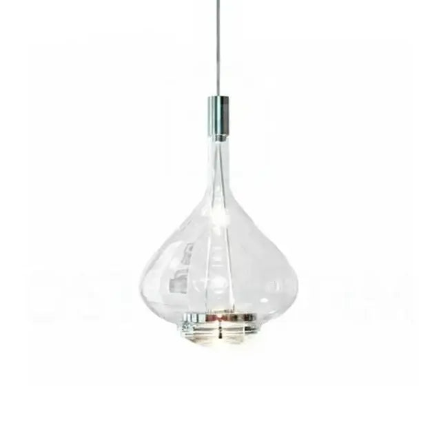 Decorbites™ led glass pendant lamp with clear teardrop glass and metallic accents for hotel kitchen restaurant lighting