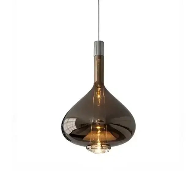 Decorbites™ led glass pendant lamp featuring a sleek amber-tinted glass pendant lamp with metallic stem and exposed bulb