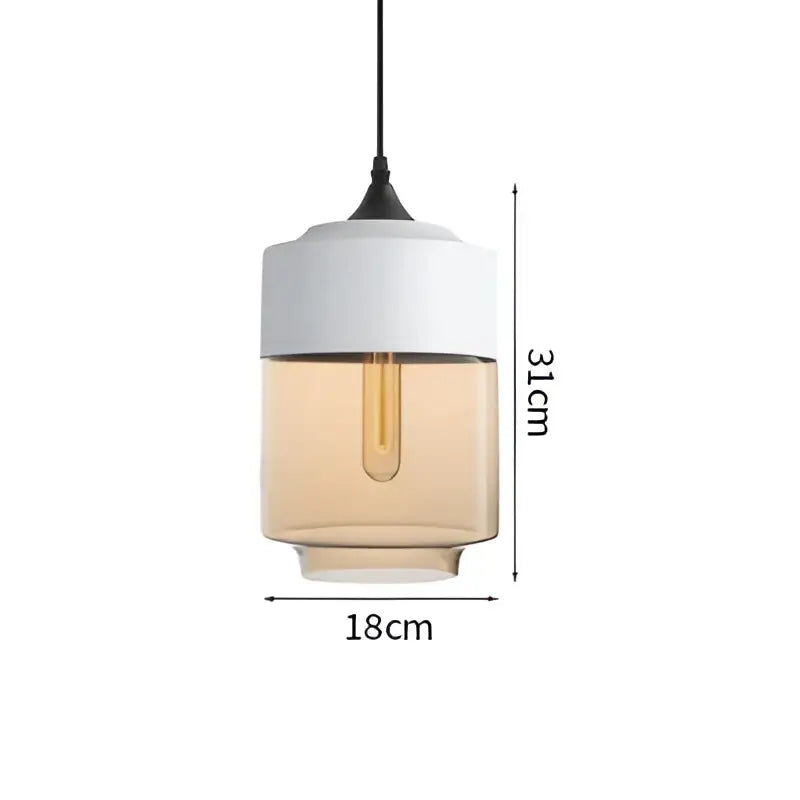 DecorBites led glass pendant lamp with white ceramic top amber glass shade and exposed filament bulb for modern decor