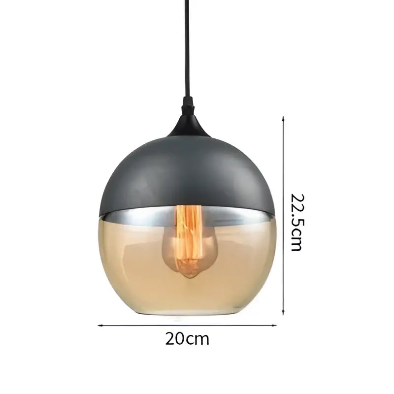 Decorbites led glass pendant lamp with matte black upper half and amber glass lower half for modern interiors