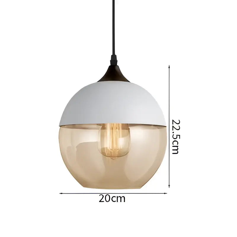 Decorbites led glass pendant lamp with white dome and amber glass featuring exposed filament bulb for modern decor