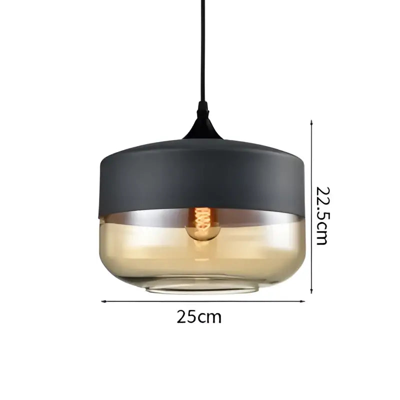 Decorbites led glass pendant lamp with matte black top and amber glass body for modern kitchen and bedroom decor