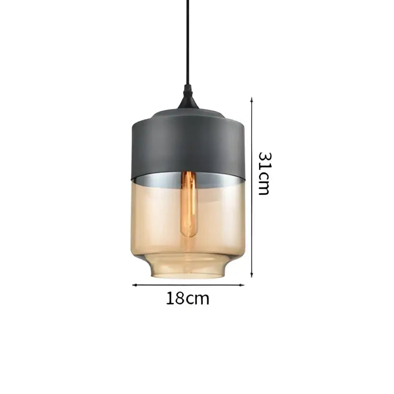Decorbites led glass pendant lamp featuring a sleek black and amber glass design with vintage filament bulb for modern decor