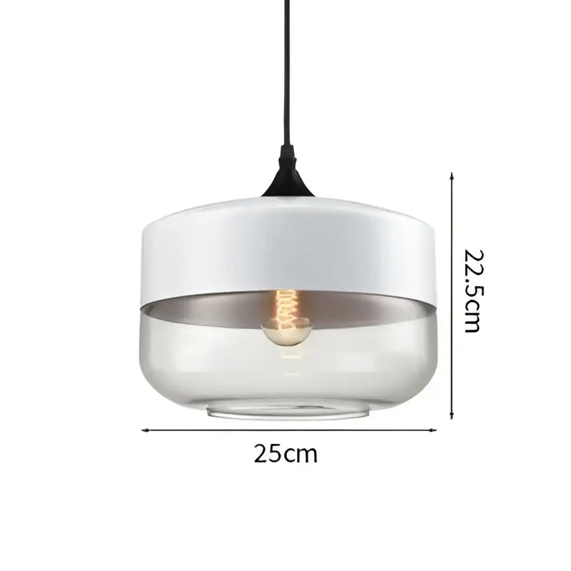 Modern decorbites led glass pendant lamp with white ceramic top and clear glass body featuring edison bulb