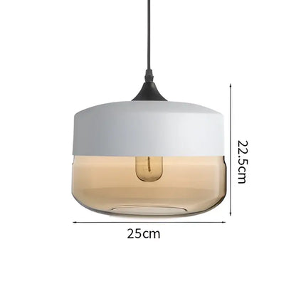 Modern decorbites led glass pendant lamp with matte white and amber glass housing visible filament bulb for decor