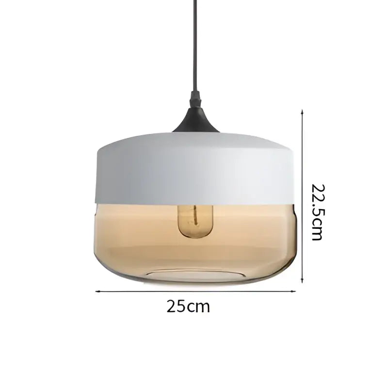 Modern decorbites led glass pendant lamp with matte white and amber glass housing visible filament bulb for decor