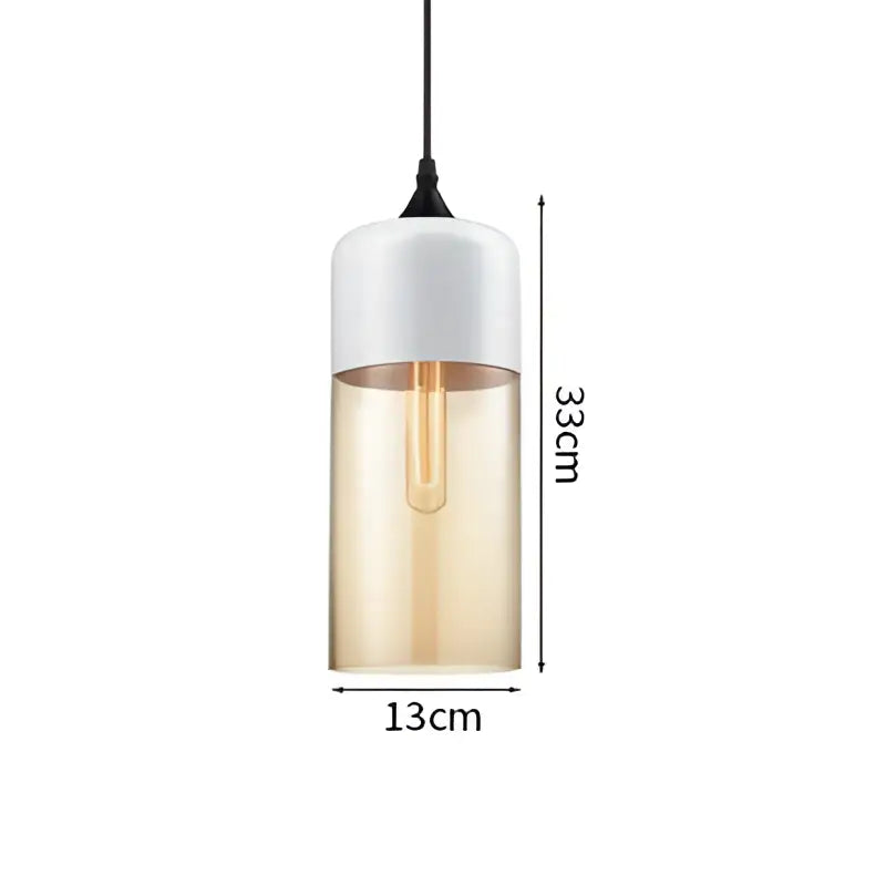 Modern nordic decorbites led glass pendant lamp with white ceramic top and amber glass body housing edison bulb