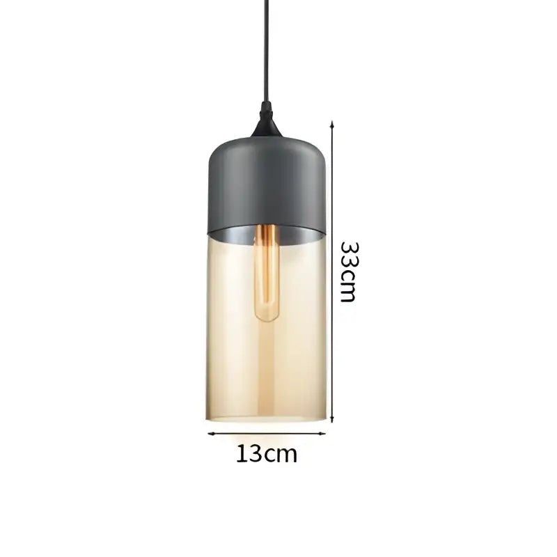DecorBites led glass pendant lamp with matte black top and amber glass body for modern kitchen and bedroom decor
